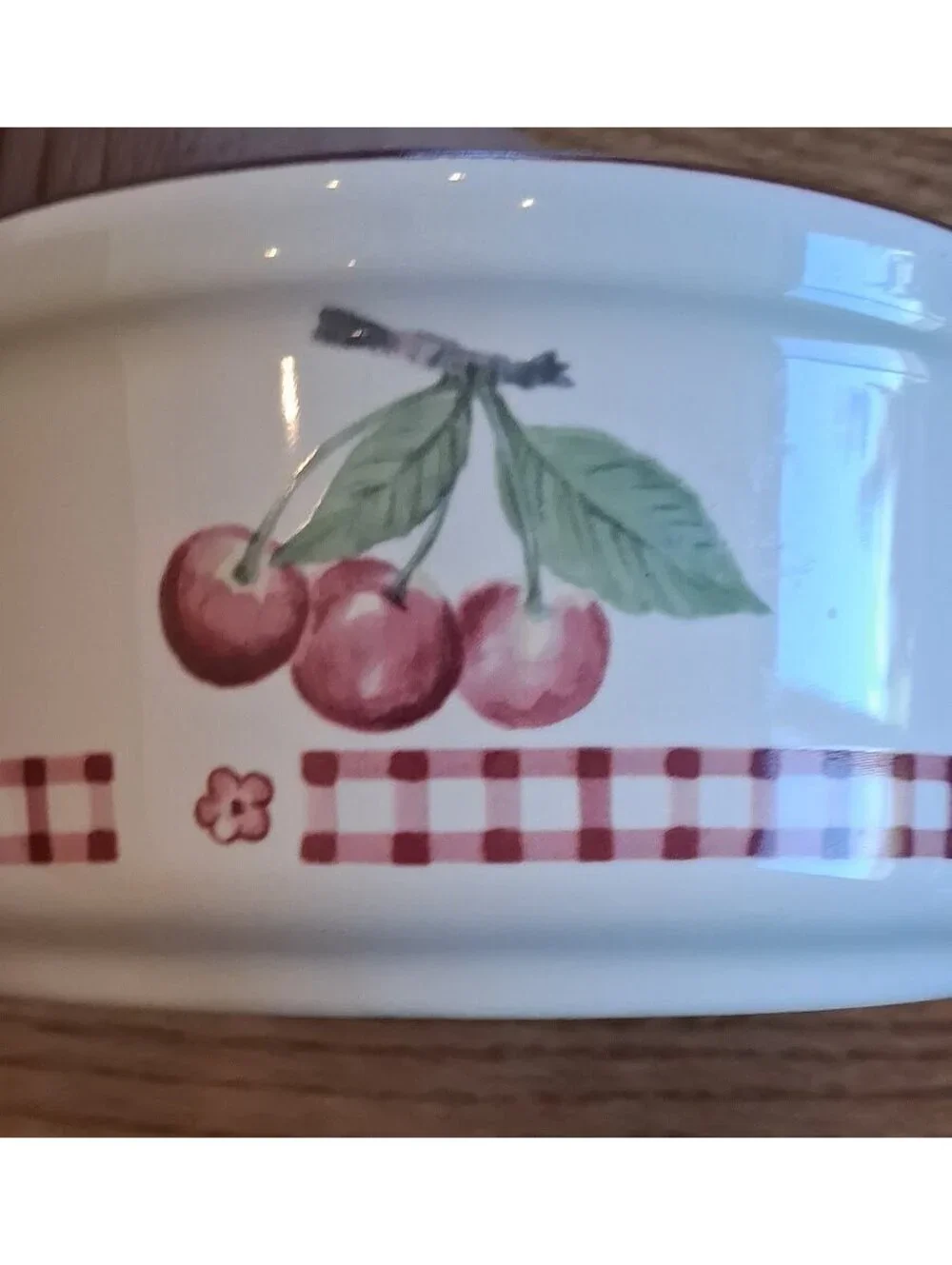 Pfaltzgraff Delicious Ceramic Kitty Bowl with Cherry and Floral Design